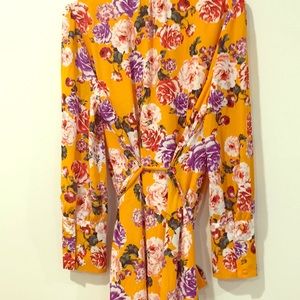 Who What Where Orange and Pink Floral Print Dress